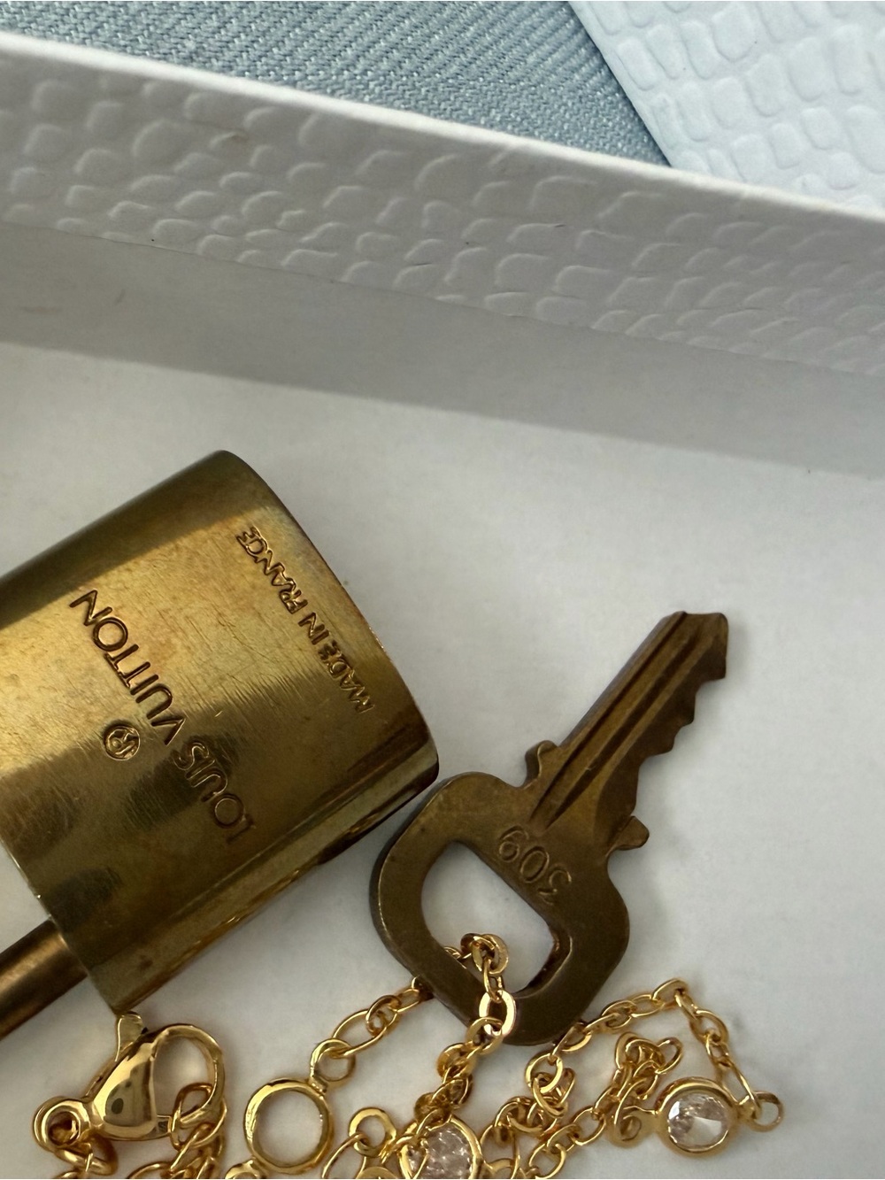 Louis Vuitton Gold-Tone Padlock and Key Necklace with Crystal Accents - Picture 3 of 3